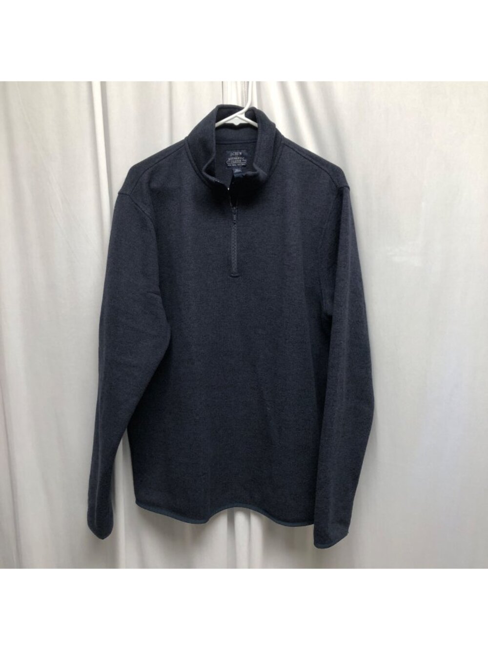 J Crew Mens Authentic Fleece Quarter Zip Pullover Sweater Size XL Navy Blue